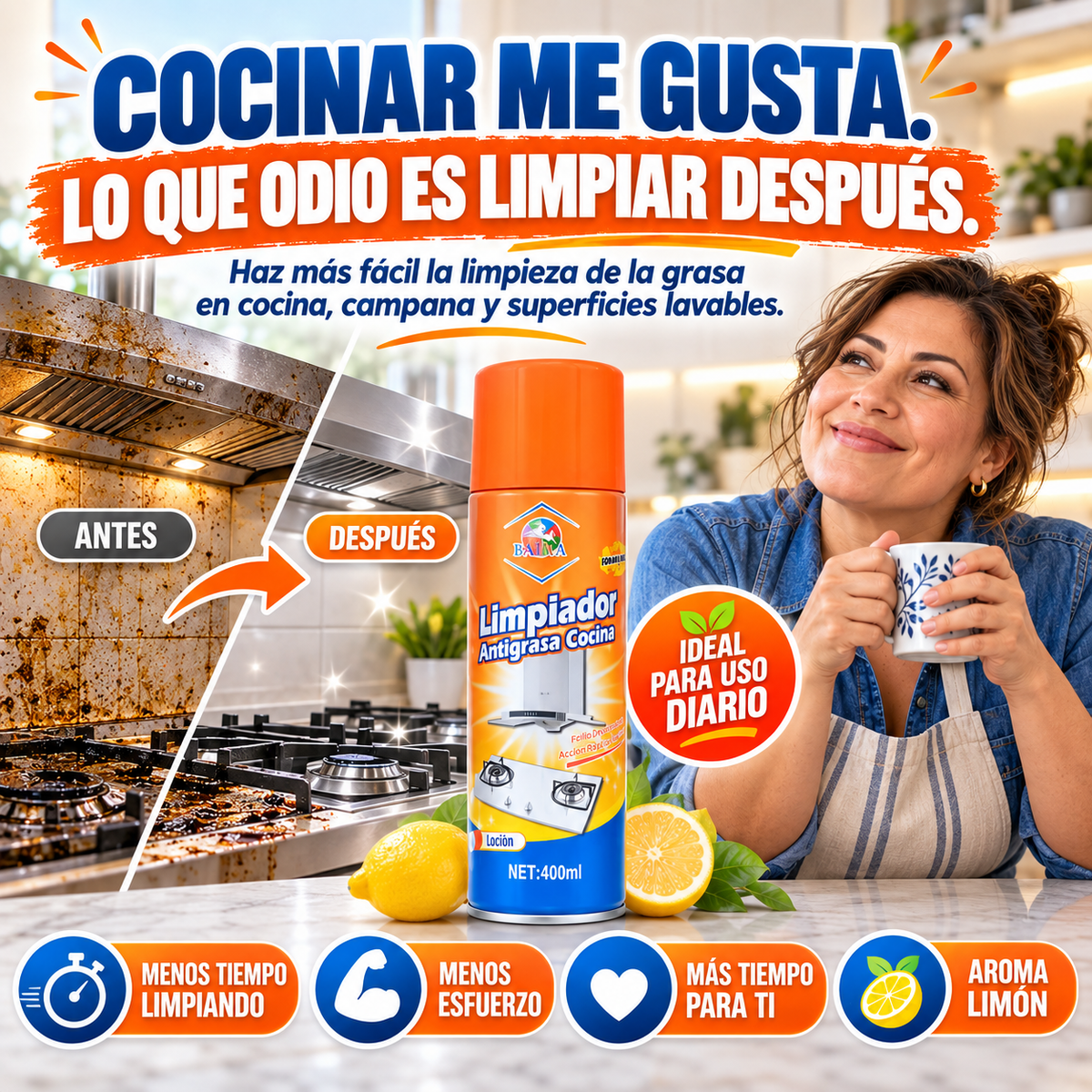 CocinaLibre™ | Espuma Antigrasa de Acción Rápida